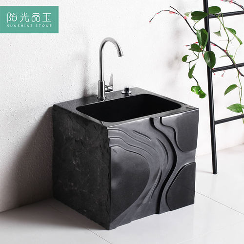 阳光品玉家用拖把池户外庭院石材阳台卫生间石头墩布池落地式水槽 - 图1