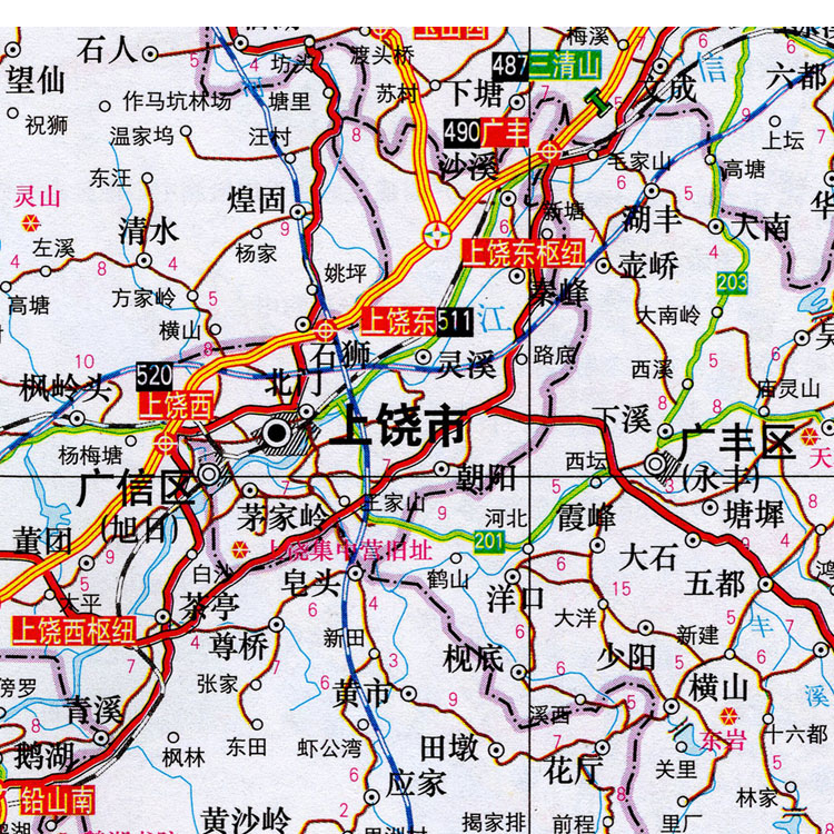 2024新款 上饶市地图墙贴 超大巨幅 交通行政区划图 装饰画海报 - 图0