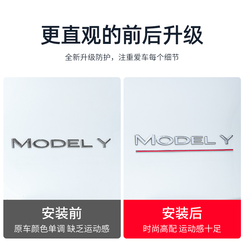 适用特斯拉红线ModelY3焕新版高性能P版车贴尾标运动改装饰丫配件 - 图1