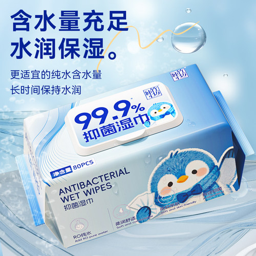 纯竹工坊抑菌湿巾80抽家用大包加厚加大婴儿手口清洁卫生湿纸巾PD - 图1