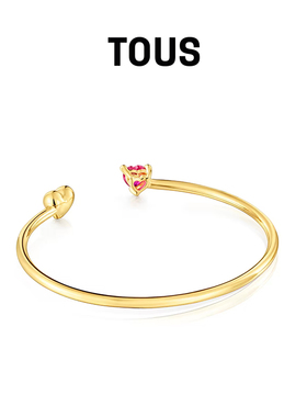 【新品】TOUS/桃丝熊Garden Of Love 系列银镀18K金爱心手镯礼物
