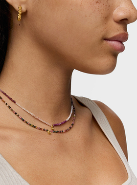 【新品】TOUS/桃丝熊Bold Bear系列银镀金粉色彩石小熊手链礼物