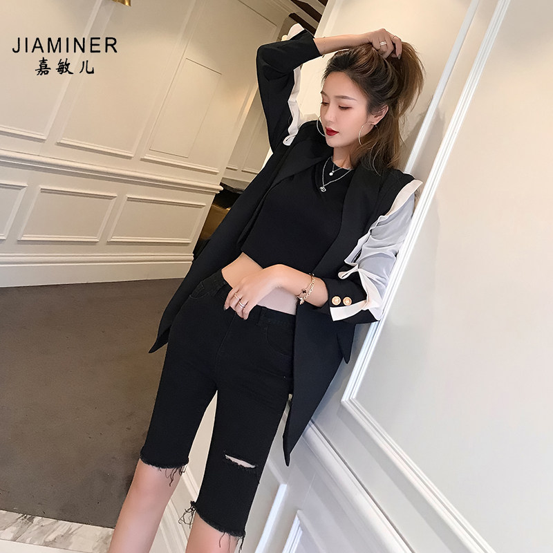 紧身五分裤女直筒港味潮ins夏短裤 嘉敏儿休闲裤