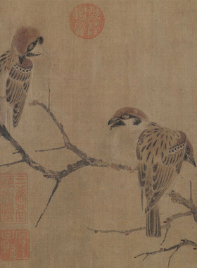 工笔画打印白描底稿雀图临摹素材