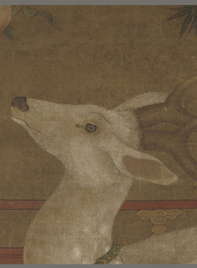 宋画寿鹿图工笔画白描底稿国画竖幅鹿图实物打印稿初学者临摹上色
