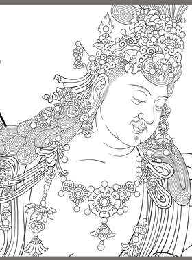 工笔画打印白描底稿实物打印高清人物佛像线描临摹过稿创作参考