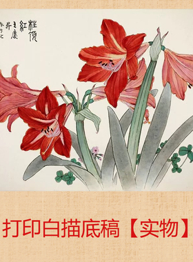 工笔画打印白描底稿高清线稿熟宣花卉小品初学者临摹练习上色线稿