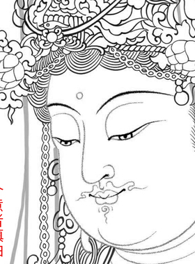 工笔画打印白描底稿竖幅人物鱼篮观音菩萨高清板绘初学者临摹勾线