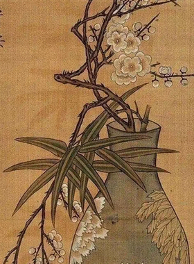 工笔画打印白描底稿竖幅花瓶四条屏《四季花卉》初学者临摹过稿