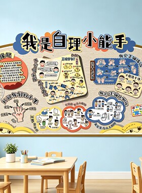 幼儿园自理能力培养穿衣如厕墙贴