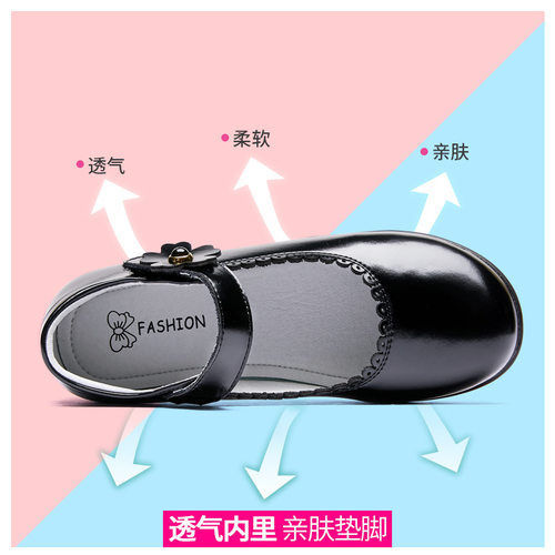 女童黑色皮鞋软底真皮学生礼仪中大童演出儿童单鞋女孩公主鞋校鞋 - 图2