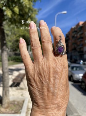 西班牙纯手工编织天然石头橄榄石设计师款  蝴蝶戒指