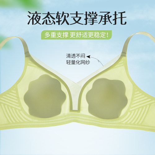 无痕内衣女夏季薄款大胸显小胸无钢圈防下垂超薄凉感花瓣杯文胸罩 - 图2