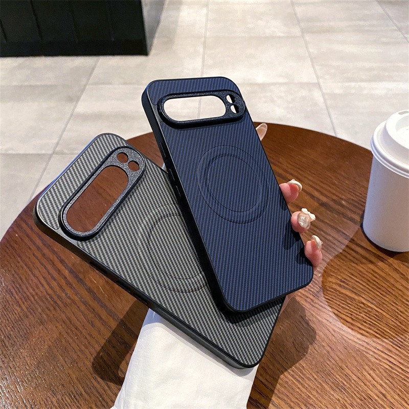 适用于谷歌pixel磁吸9A pro碳纤维引磁皮纹壳pixel 8A pro无线充电一体pixel 7 6简约商务防摔保护手机壳批发 - 图1
