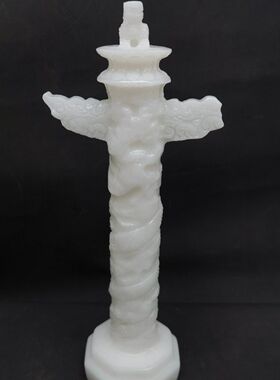 天然白玉天安门华表石雕摆件大号