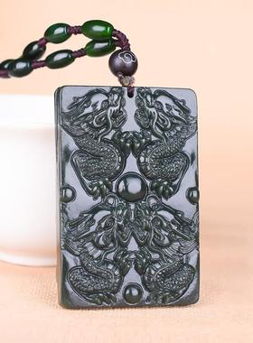 关公财神吊坠九龙主项玉石青玉