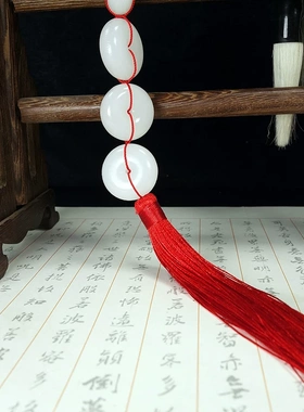 古法手工编织八白玉平安扣挂件
