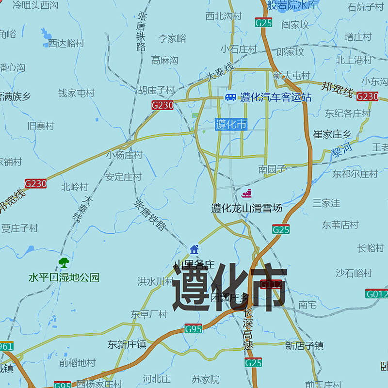 唐山市地图1.15m行政交通区域划分新款办公室折叠版装饰墙贴现货