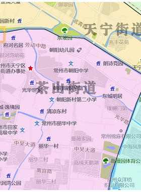 天宁区地图1.15m常州市折叠家用高清办公室书房装饰画墙贴