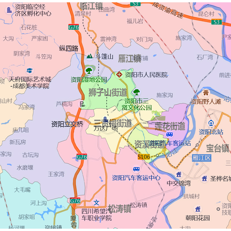 雁江区地图1.15m资阳市折叠家用高清办公室书房新款包邮现代墙贴 - 图0