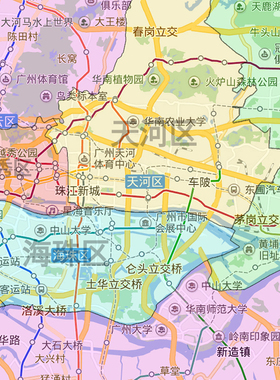 广州市地图1.15m折叠版装饰画会议室客厅办公室书房壁画