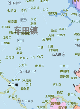 龙川县地图1.15m河源市折叠版装饰画会议室客厅办公室书房壁画