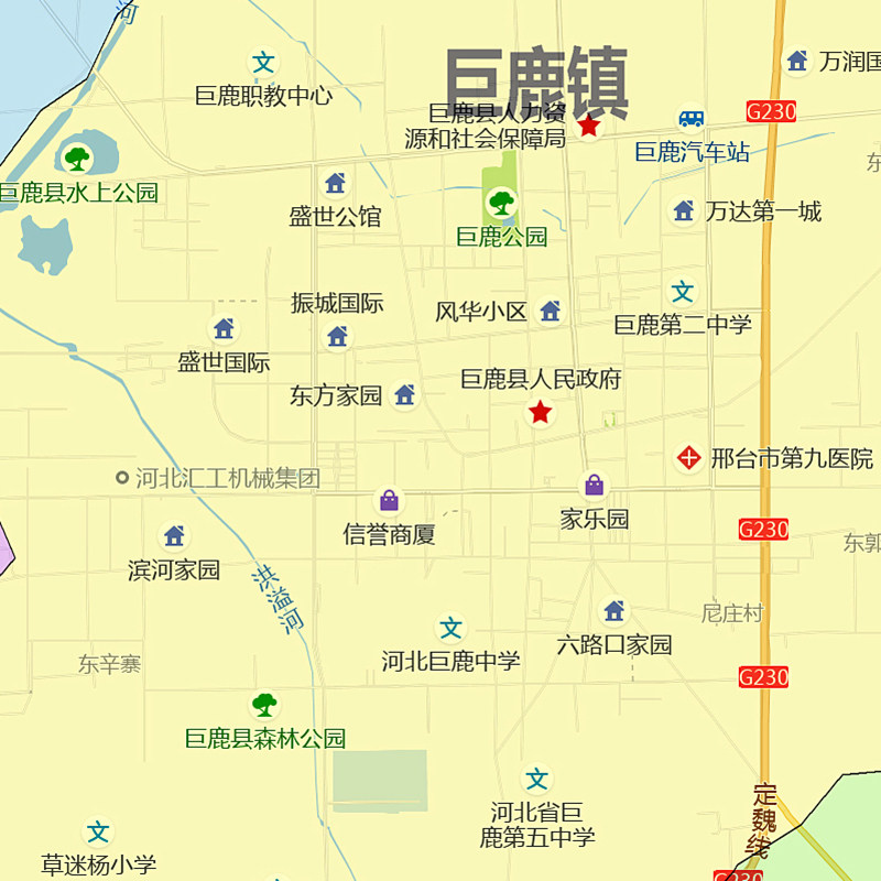 巨鹿县地图1.15m行政交通区域划分新款邢台市折叠版装饰画墙贴