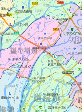 东莞市地图1.15m折叠版公司会议办公室装饰画客厅书房茶桌背景画