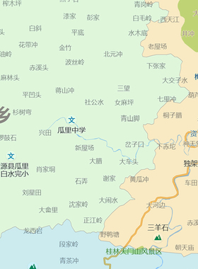 资源县地图1.15m行政交通区域划分新款桂林市折叠版高清装饰墙贴