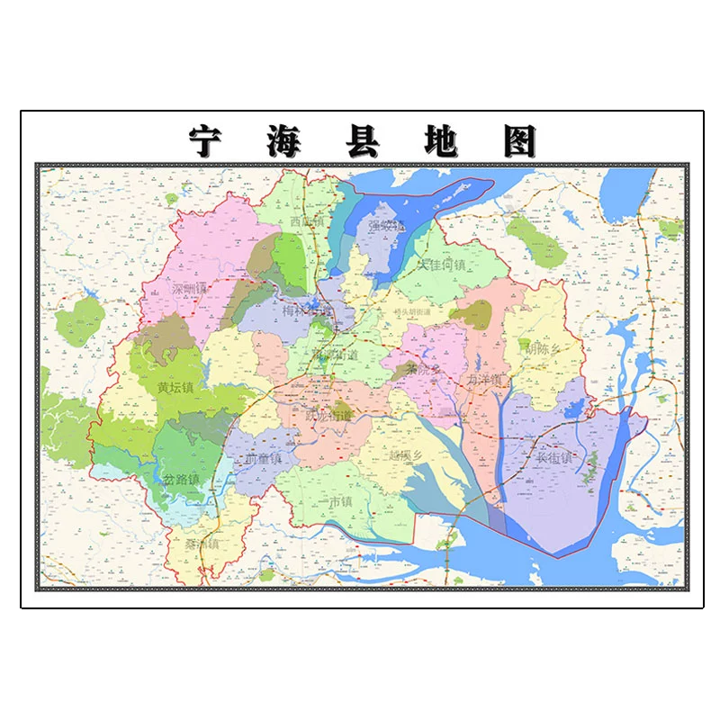 宁海县地图1.15m丽水市家用折叠高清办公室书房新款装饰画墙贴 - 图3