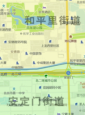 东城区地图1.15m折叠版壁画墙贴办公室贴画客厅书房装饰画