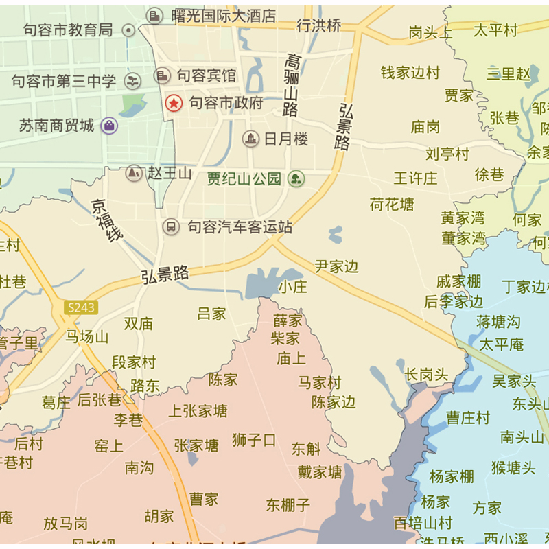 句容市地图1.15m镇江市折叠家用高清办公室书房新款装饰画墙贴 - 图1