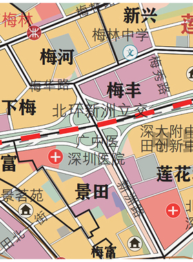 福田区地图1.1m定制款深圳市行政区域划分新款办公室贴图现货