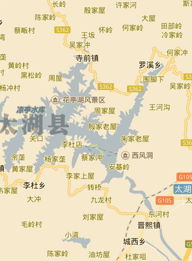 安庆市地图1.15m折叠版客厅装饰画沙发壁画办公室会议室书房贴画