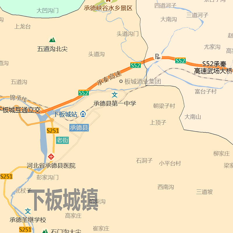 承德县地图1.15m承德市折叠家用高清办公室书房新款包邮背景墙贴-图0