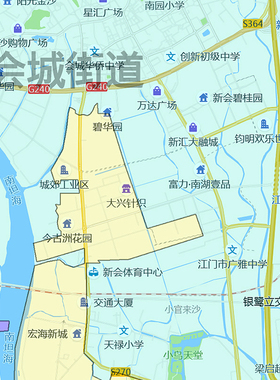 新会区地图1.15m江门市折叠版办公室会议室贴画客厅沙发装饰画