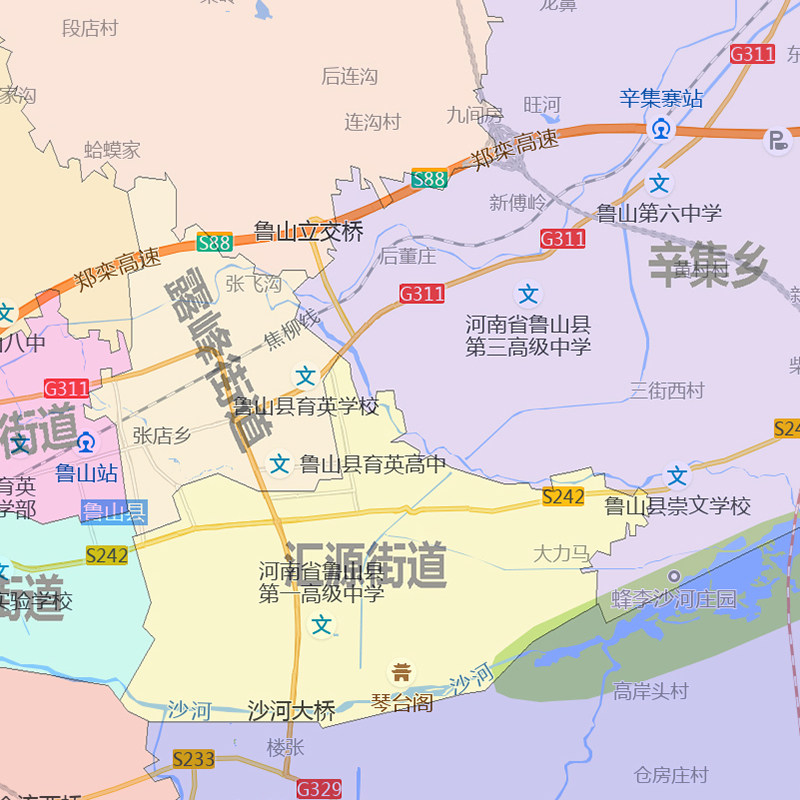 鲁山县地图1.15m平顶山市折叠版装饰画会议室客厅办公室书房壁画