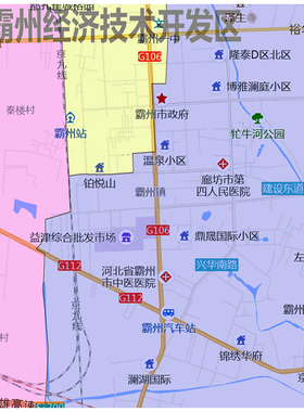霸州市地图1.15m廊坊市折叠家用高清办公室会议室书房新款墙贴