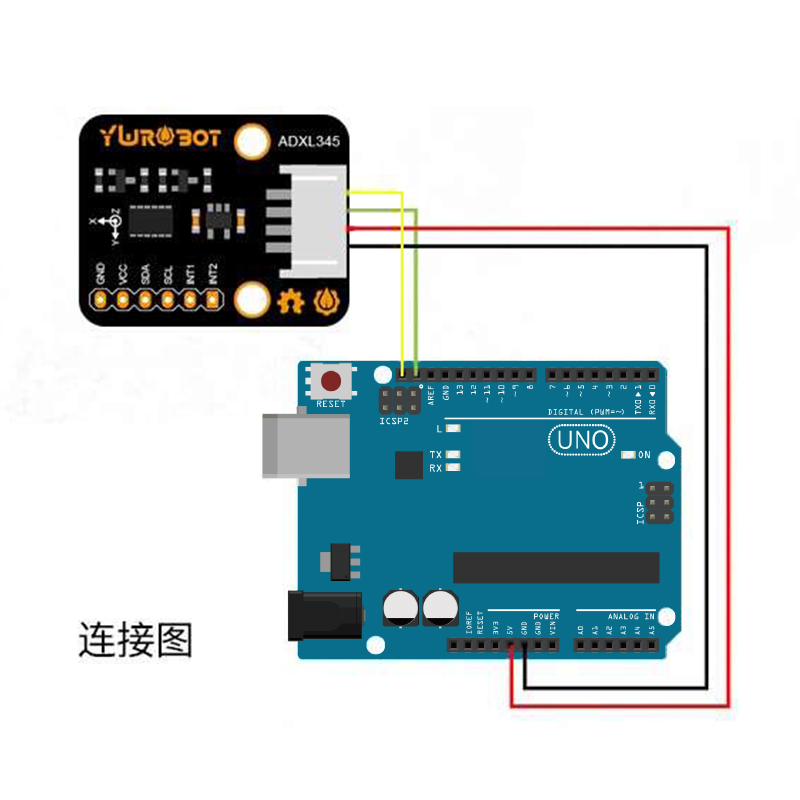 【YwRobot】适用于Arduino ADXL345数字三轴重力加速度倾斜度模块 - 图2