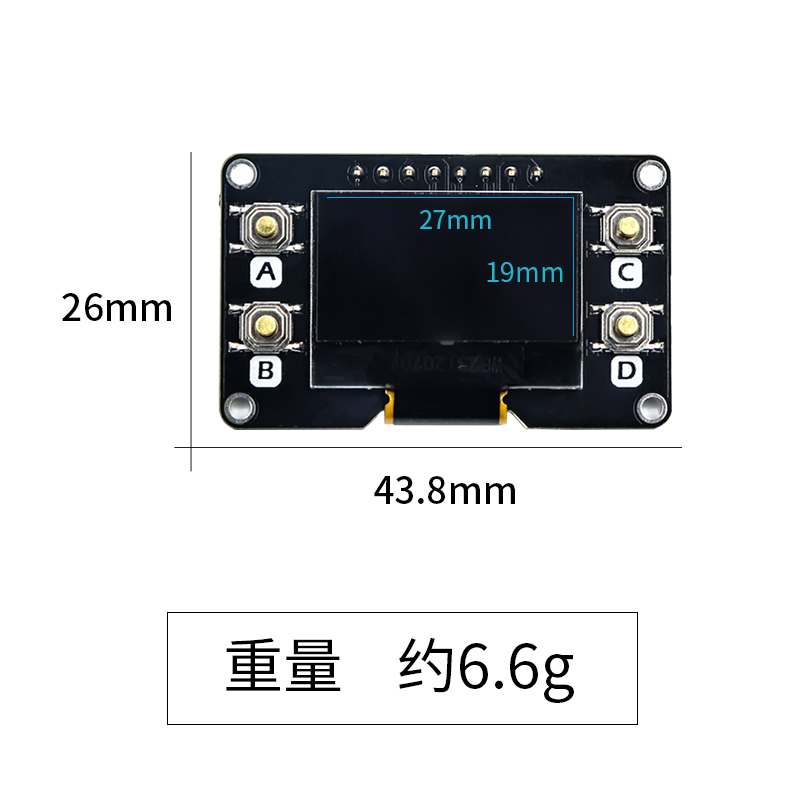 YwRobot适用于Arduino 0.96寸OLED12864显示屏模块I2C带按键 - 图1