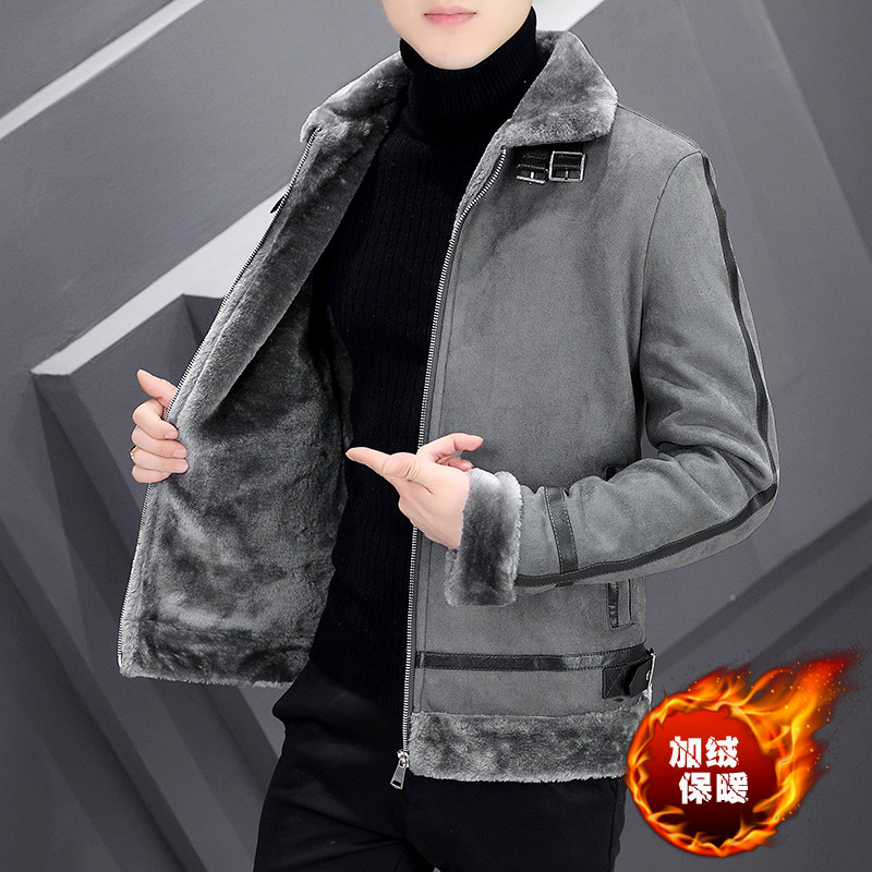 冬天加绒加厚男装潮流鹿皮绒子棉服 型尚集夹克