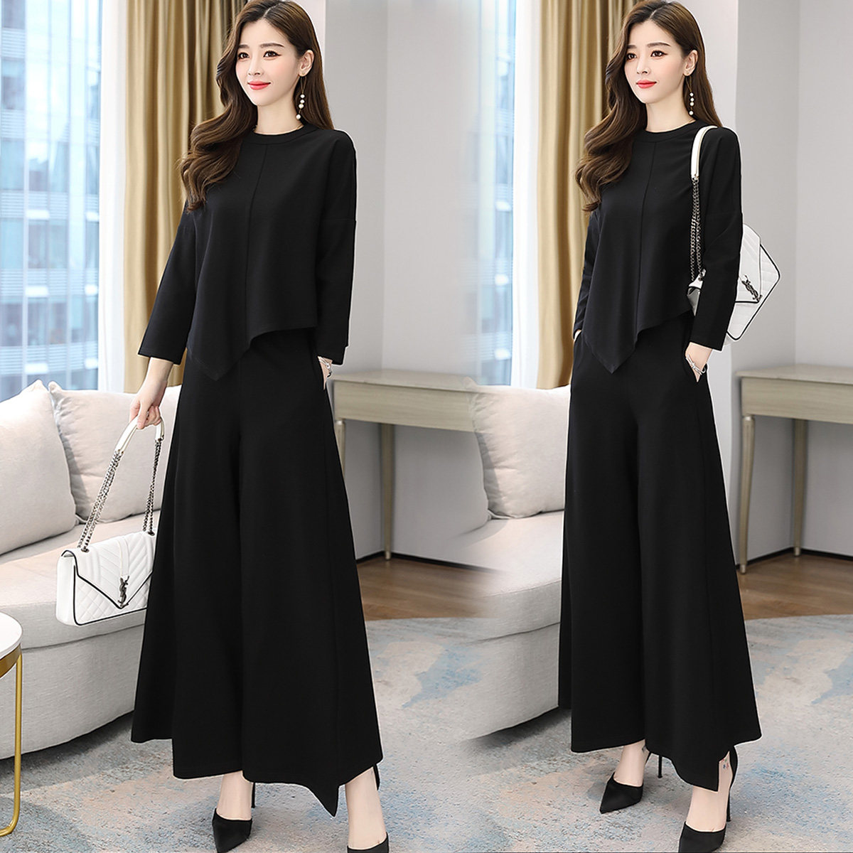 2020秋季新款韩版气质垂感潮阔腿裤 潇淑雅休闲裤