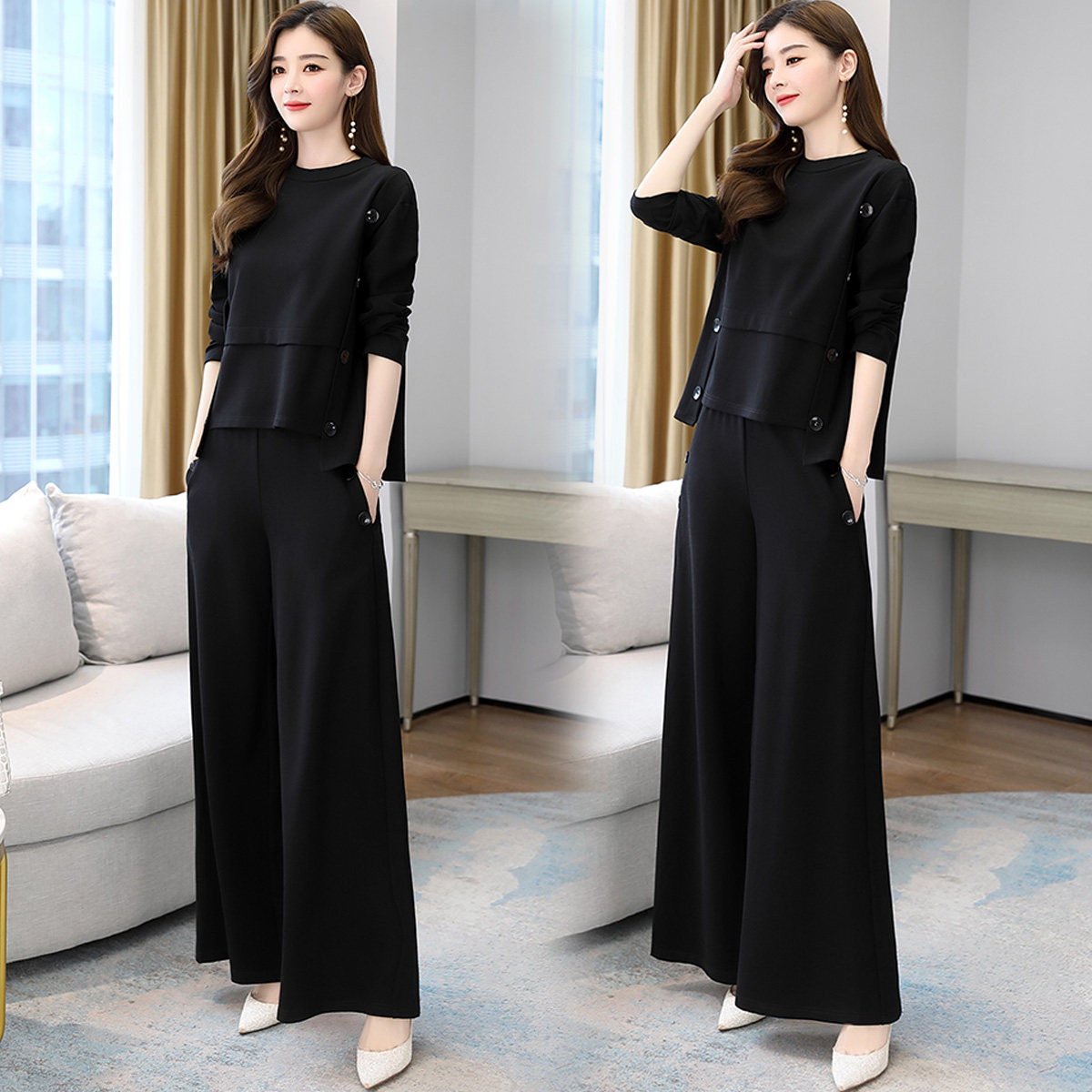 2020秋季新款韩版气质上衣垂感显瘦 潇淑雅休闲裤