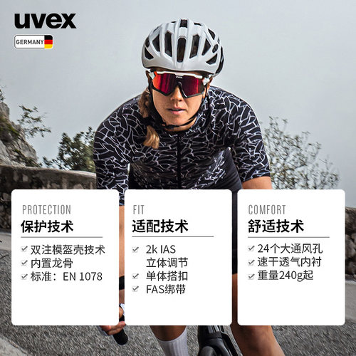 uvex race 7 德国优维斯骑行头盔男女轻量公路铁三自行车竞技头盔 - 图0
