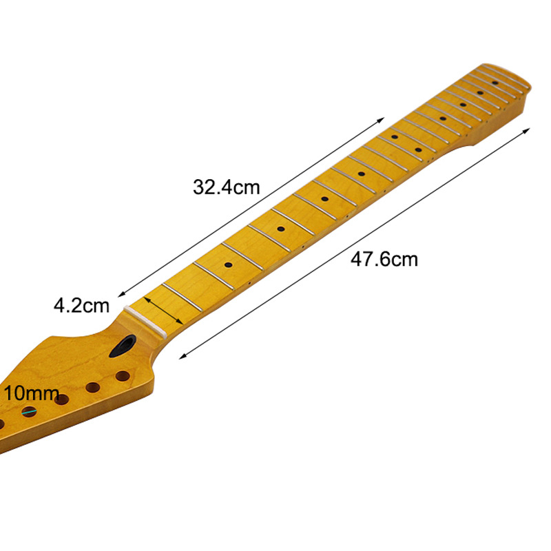 6弦22品哑光黄色琴颈电吉他琴颈下桃管吉他琴颈DIY乐器电吉他配件 - 图1