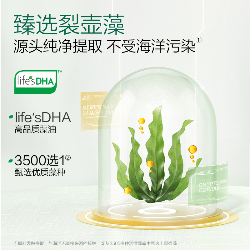 【绿标】天然博士dha海藻油婴幼儿童孕妇可用帝斯曼S油裂壶藻60粒