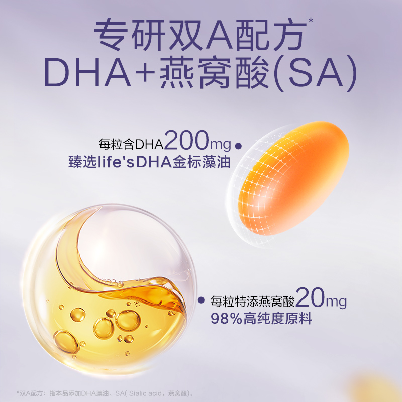 [dha加量200mg]送礼金标天然博士燕窝酸dha海藻油微藻孕妇乳母用