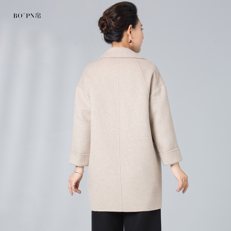双面羊毛中老年女装中长款呢大衣 帛篇中老年女装