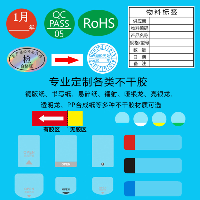 合格证不合格品待检标签特采不干胶贴纸物料标识红绿黄色物料标签 - 图0