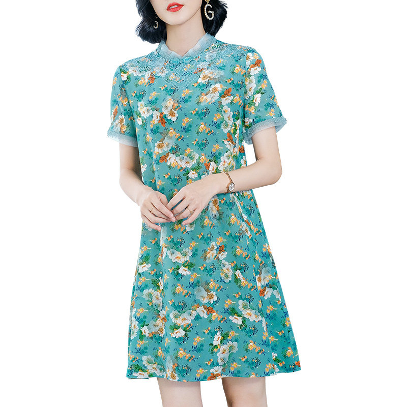 2022春夏新款桑蚕丝复古连衣裙子 主芙连衣裙